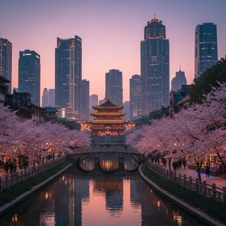 שדות אורז ומקדש עתיק בין ההרים