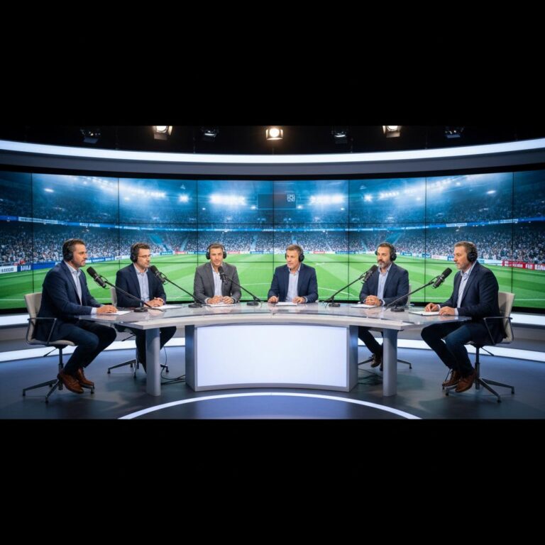 קבוצה של פרשני ספורט ישראליים באולפן