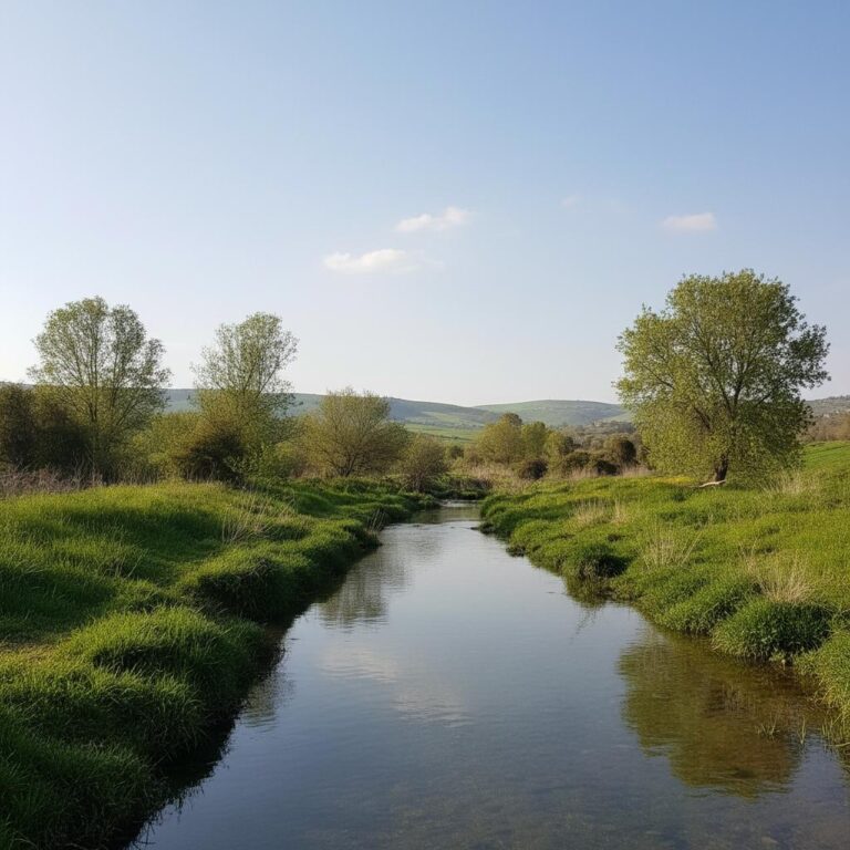 נחל בעמק זבולון בין סלעים וירק