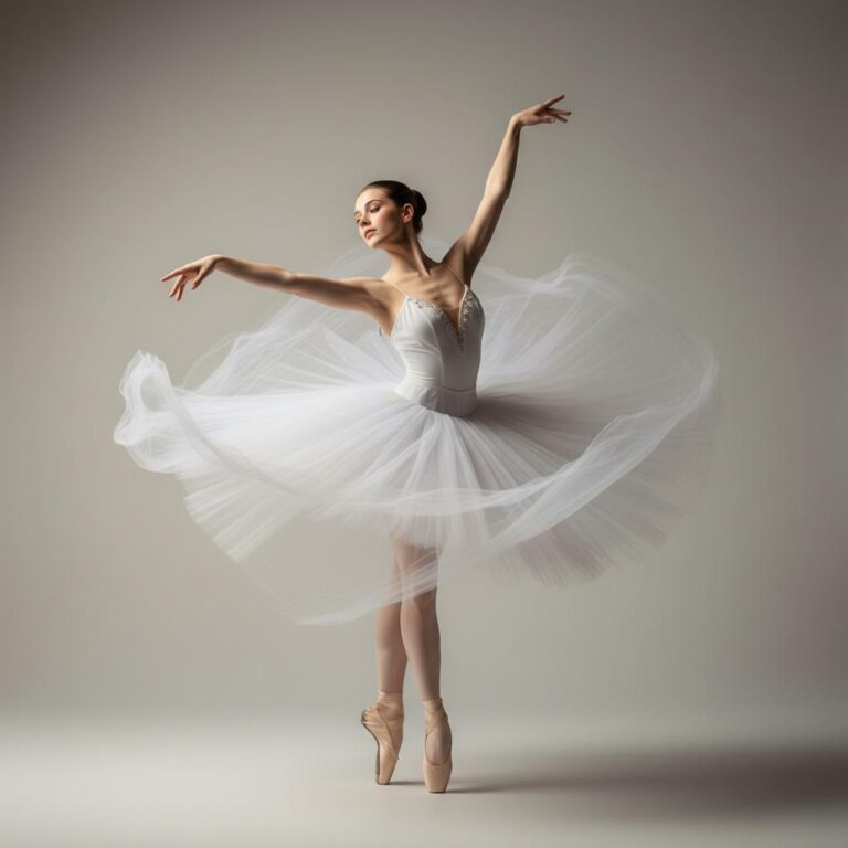 רקדנית בלט מסתחררת במהירות על הבוהן