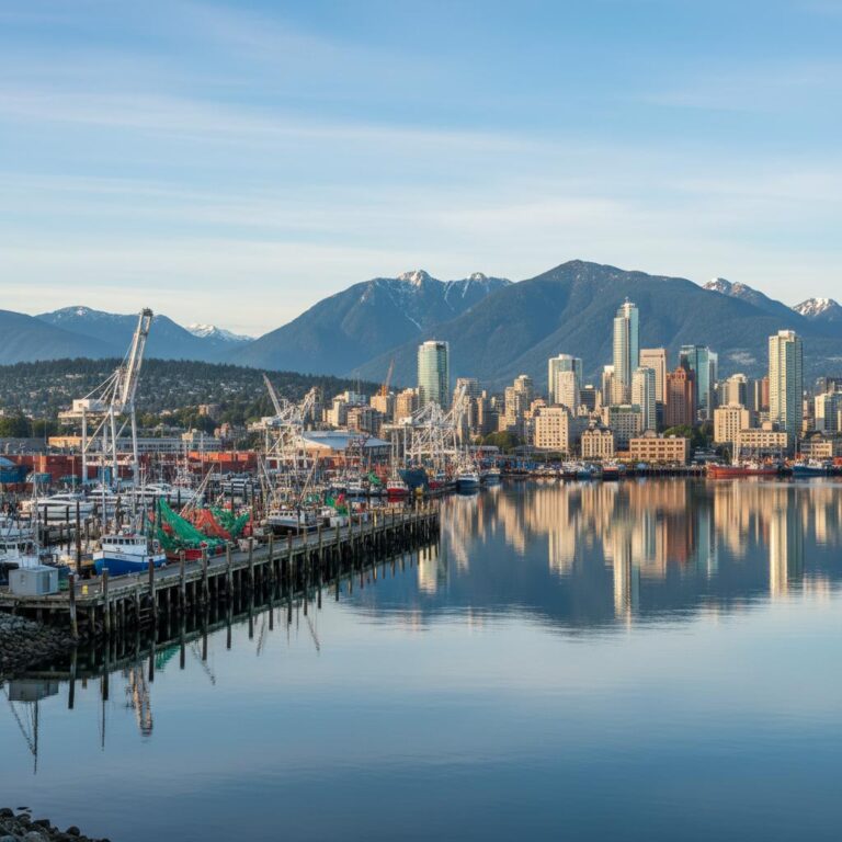 עיר נמל קנדית עם גורדי שחקים