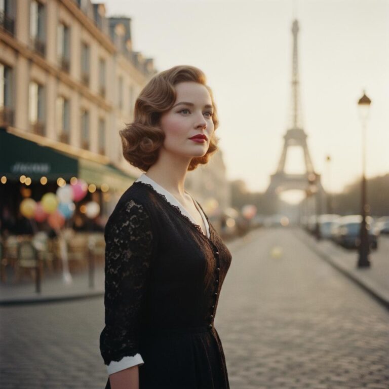 כוכבת קולנוע צרפתית מחייכת בסטודיו