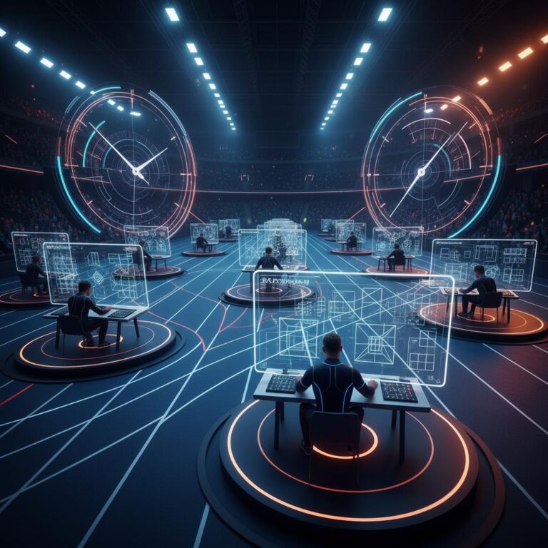 אתלטים רצים בתחרות מהירות תחת השמש