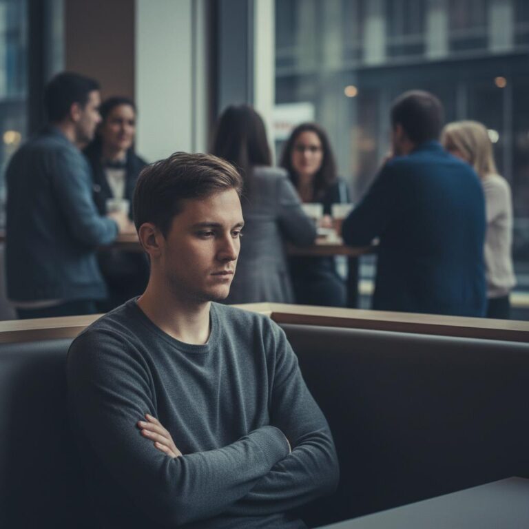 אדם בודד עומד מרוחק מקבוצת אנשים