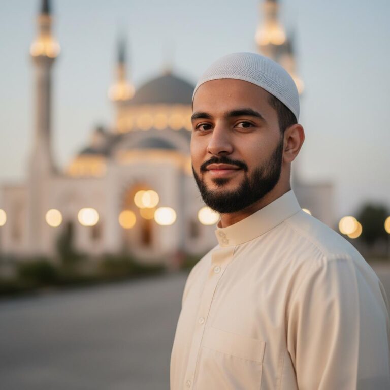 ילד מוסלמי חובש כיסוי ראש מסורתי