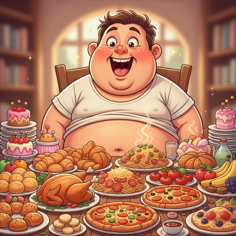 קריקטורה של אדם אוכל המון גרעינים