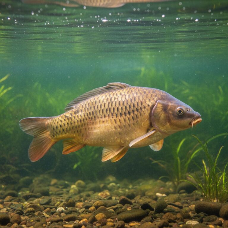 קרפיון צבעוני שוחה במים צלולים