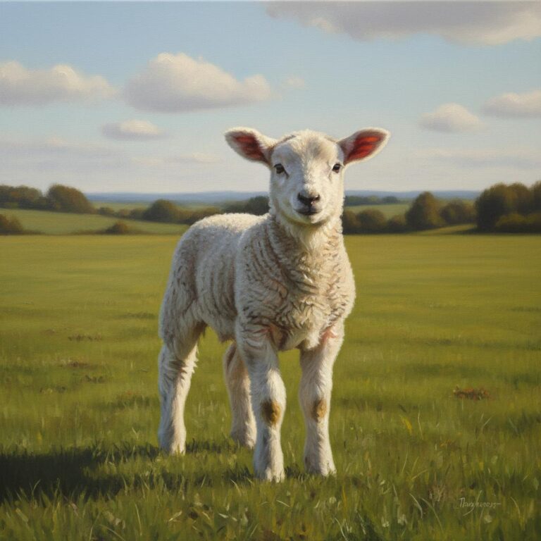 כבשה צעירה עם צמר רך בשדה