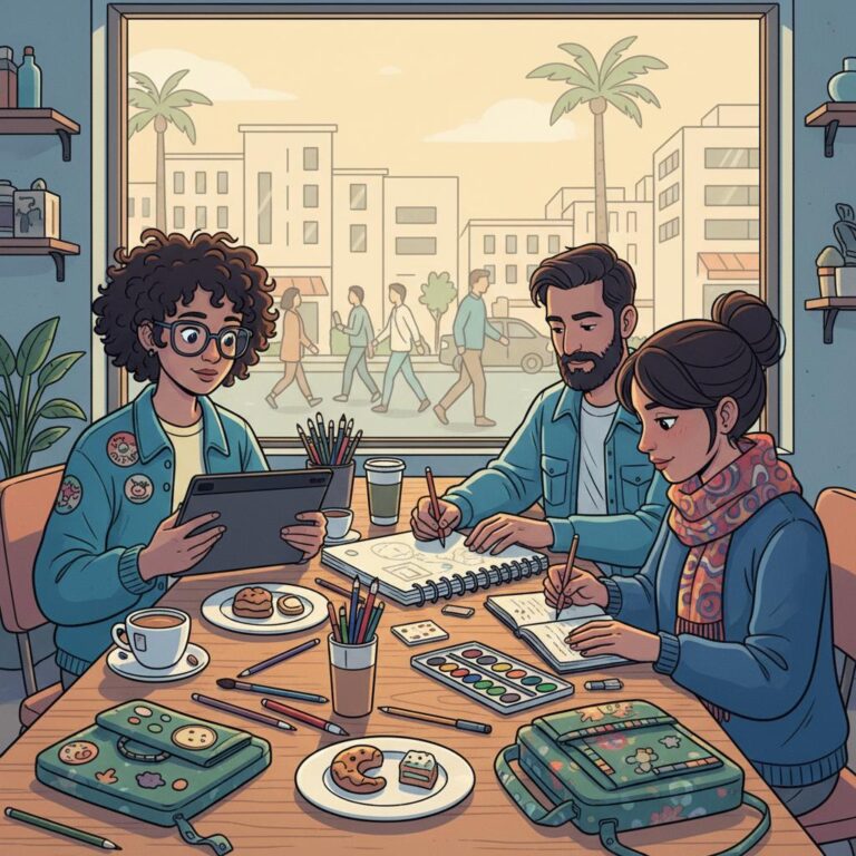 קבוצת מאיירים ישראלים יוצרת איור צבעוני