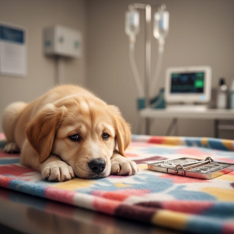 גור חולה עם תחבושת ברגלו