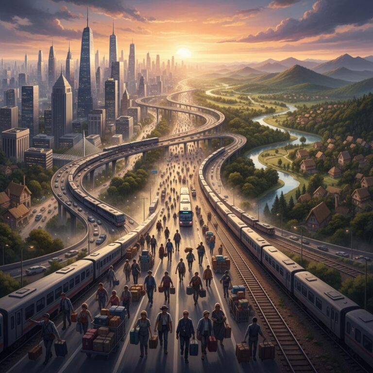 להקת עופות מהגרת חוצה שמים אדמדמים