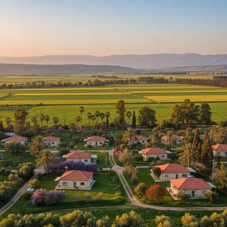 קיבוץ בשדות ירוקים בעמק בית שאן